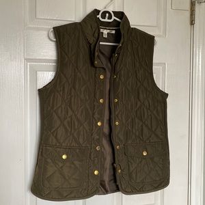 Olive green Max Studio vest with gold detail